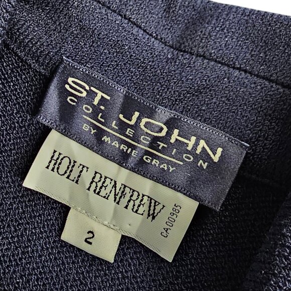 St. John Collection V-Neck Button Front Santana Knit Blazer, Classic, Blue, Sz 2 - Picture 7 of 11